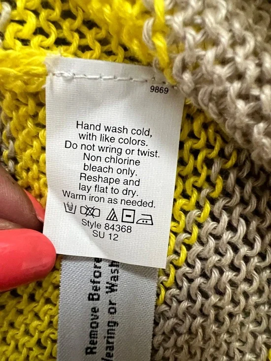 NWT J.Crew 100% Linen Lightweight Yellow and Taupe Striped Sweater in Size L - Picture 8 of 11